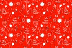 Red with White Flowers